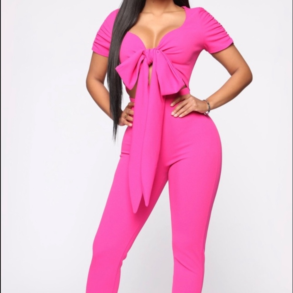 Poppy tie front jumpsuit (Barbie vibes)
